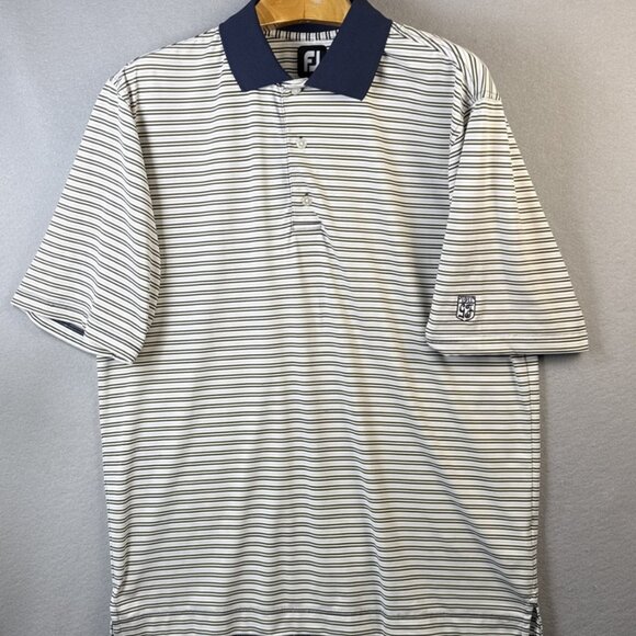 Footjoy Polo Shirt Mens Size L Striped Stretchy Polyester Golf FJ Tennis Beach - Picture 1 of 11